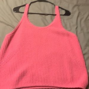 Crotchet tank top pink